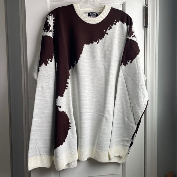 Boohoo Mens Other - Men’s Cow Print Sweater